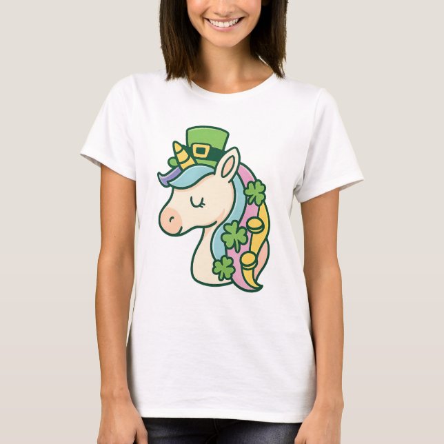 Whimsical St. Patrick’s Day Unicorn T-Shirt (Vorderseite)