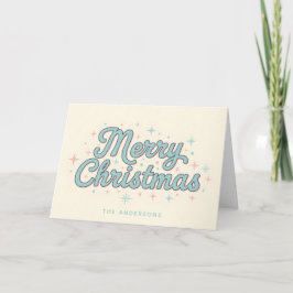 Whimsical Starburst Script Merry Christmas Feiertagskarte