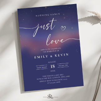 Whimsical Starry Night Schrift Moderne Hochzeit  Einladung