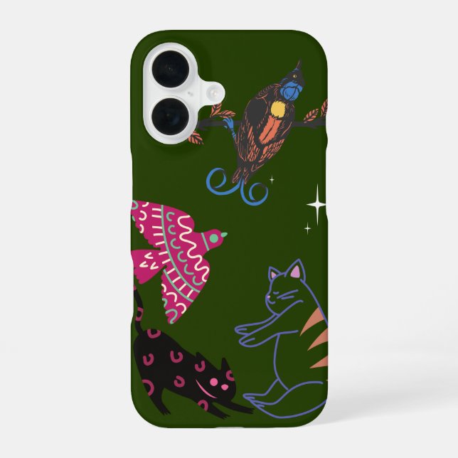 Whimsical Starry Night Waldtiere-Handyhülle - iPhone 16 Hülle (Rückseite)