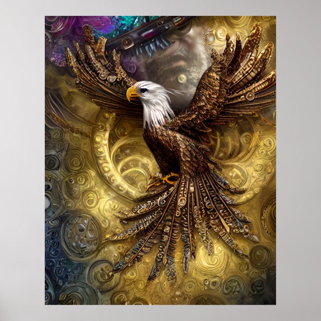 Whimsical Steampunk charmanter Adler Poster (Vorne)