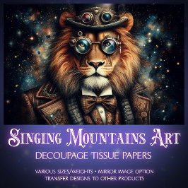 Whimsical Steampunk Fantasy Lion Decoupage Seidenpapier