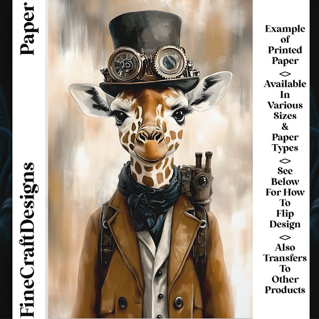 Whimsical Steampunk Giraffe AC2 Scrapbook Paper (Von Creator hochgeladen)