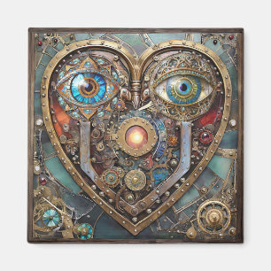 Whimsical Steampunk Herz Ich sehe dich Ich liebe d Magnet