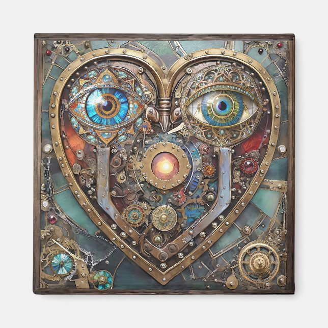 Whimsical Steampunk Herz Ich sehe dich Ich liebe d Magnet (Vorne)