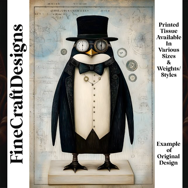 Whimsical Steampunk Pinguin Dressed L5 Decoupage Seidenpapier (Von Creator hochgeladen)
