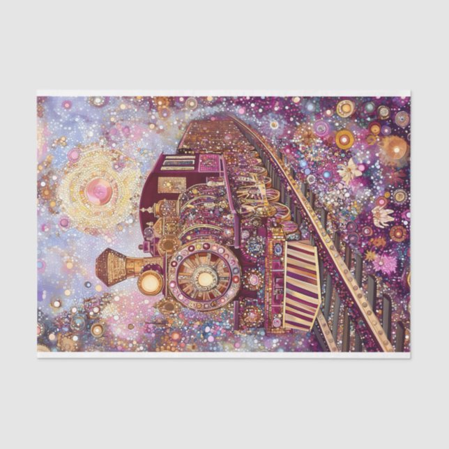 Whimsical Steampunk Train, Mosaik DH5L Decoupage Seidenpapier (Vorderseite)