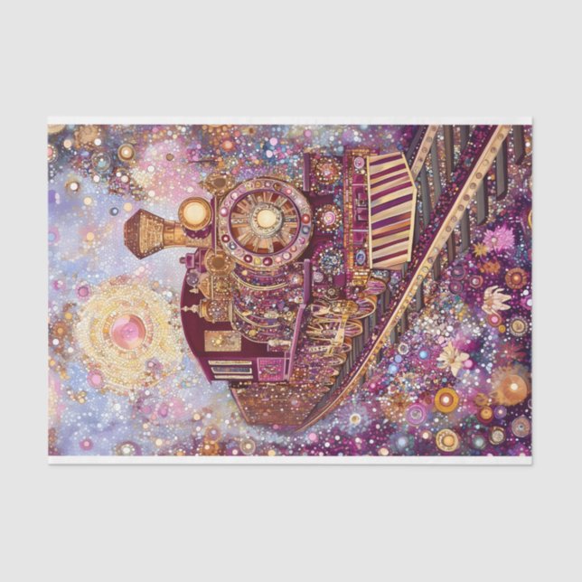 Whimsical Steampunk Train, Mosaik DH5R Decoupage Seidenpapier (Vorderseite)