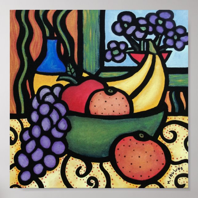 Whimsical Still Life Fruchtschale Poster (Vorne)