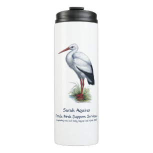 Whimsical Stork Doula Midfrau Thermosbecher