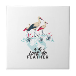 Whimsical Stork Pub Art - "Look No Feather" Fliese