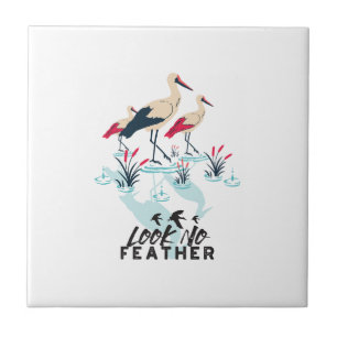 Whimsical Stork Pub Art - "Look No Feather" Fliese
