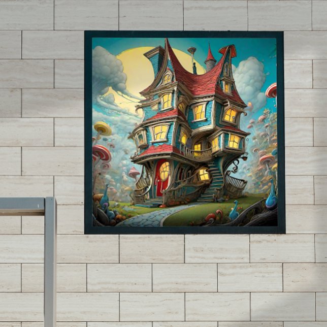 Whimsical Storybook Crooked House | Digitale Kunst Poster (brighten up your child's room or add a dash of imagination to your library)