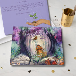 Whimsical Storybook Woodland Purple Guest Book Gästebuch