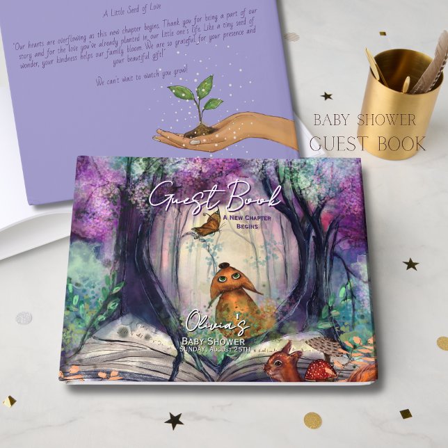 Whimsical Storybook Woodland Purple Guest Book Gästebuch (Whimsical Storybook Woodland Purple Guest Book)