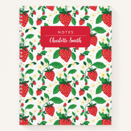 Whimsical Strawberry Floral Illustriert Notizbuch