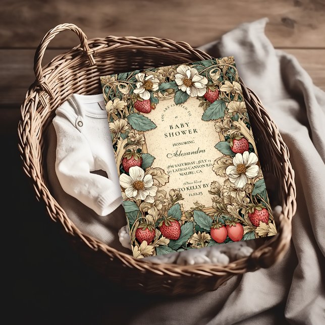 Whimsical Strawberry Forest Baby Shower Einladung (Von Creator hochgeladen)