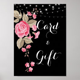 Whimsical String Lights Black Card & Gift Poster
