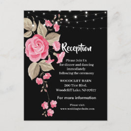 Whimsical String Lights Black Empfang Card Ankündigungspostkarte