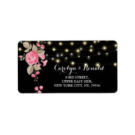 Whimsical String Lights Black Label Adressaufkleber