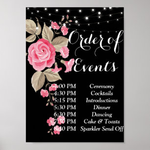 Whimsical String Lights Black Order Poster