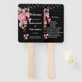 Whimsical String Lights Black Wedding Program Fächer