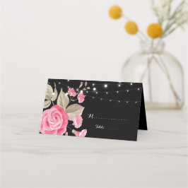 Whimsical String Lights BlackPlace Card Platzkarte