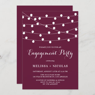 Whimsical String Lights Lila Engagement Party Einladung