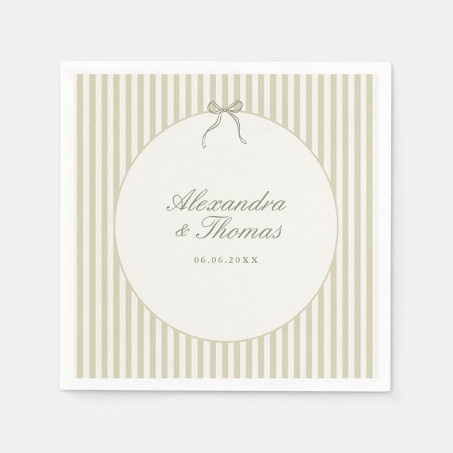 Whimsical Stripe Green Wedding Napkins Serviette (Vorderseite)
