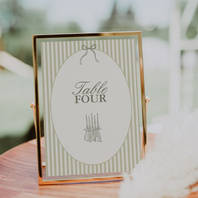 Whimsical Stripe Green Wedding Tischnummer (Von Creator hochgeladen)