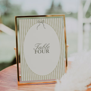 Whimsical Stripe Green Wedding Tischnummer