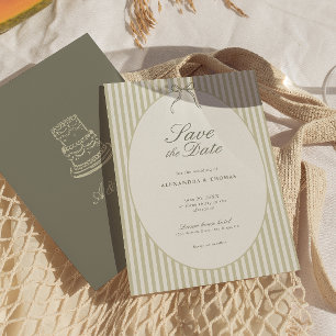 Whimsical Stripe grüne Hochzeit speichern Sie das  Einladung