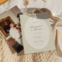Whimsical Stripe Grüne Hochzeitseinladung
