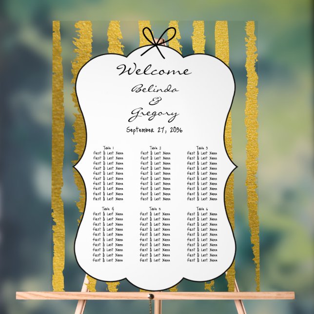 Whimsical Stripe Handwritten Wedding Seating Chart Acrylschild (Neutral)