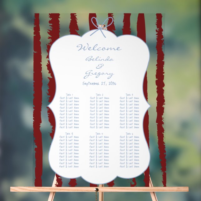 Whimsical Stripe Handwritten Wedding Seating Chart Acrylschild (Neutral)