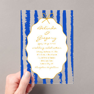 Whimsical Stripes Handgeschriebene Bemalte Hochzei Acryleinladungen