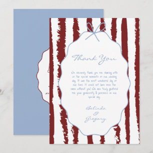 Whimsical Stripes Handgeschriebene Bemalte Hochzei Dankeskarte