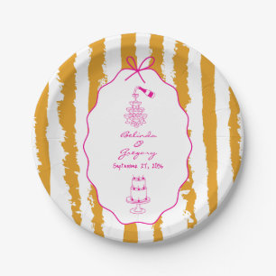 Whimsical Stripes Handgeschriebene Bemalte Hochzei Pappteller