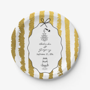 Whimsical Stripes Handgeschriebene Bemalte Hochzei Pappteller