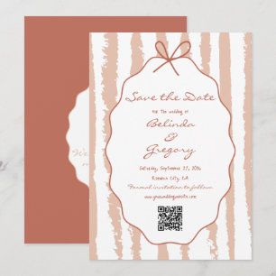 Whimsical Stripes Handgeschriebene Bemalte Hochzei Save The Date