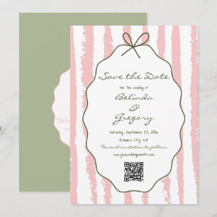 Whimsical Stripes Handgeschriebene Bemalte Hochzei Save The Date