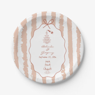 Whimsical Stripes Handgeschriebene Hochzeit Pappteller