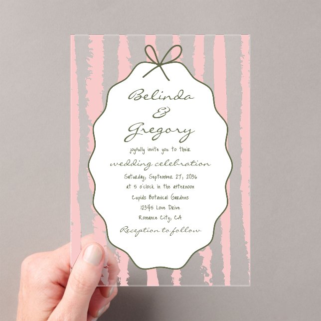 Whimsical Stripes Handwritten Painted Wedding  Acryleinladungen (Insitu (Handheld))