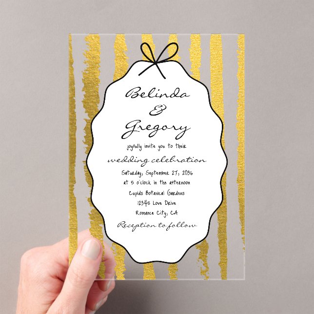 Whimsical Stripes Handwritten Painted Wedding  Acryleinladungen (Insitu (Handheld))