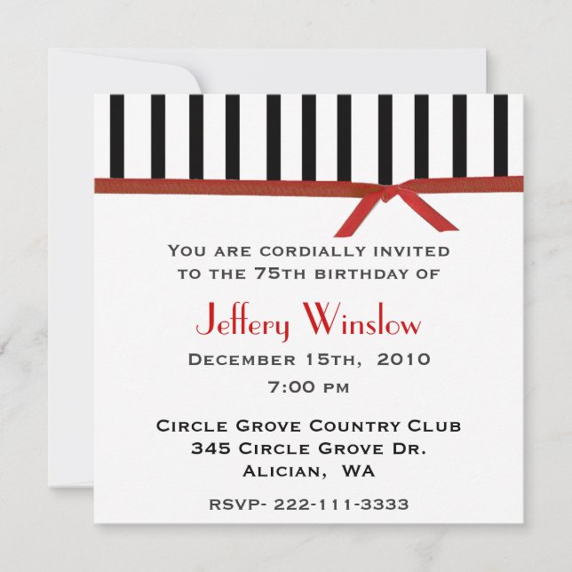 Whimsical Striping Geburtstag Einladung (Vorderseite)