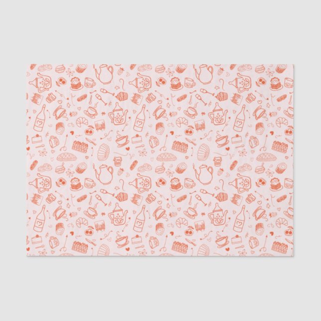 Whimsical Style Tee Party Doodle Seidenpapier (Vorderseite)