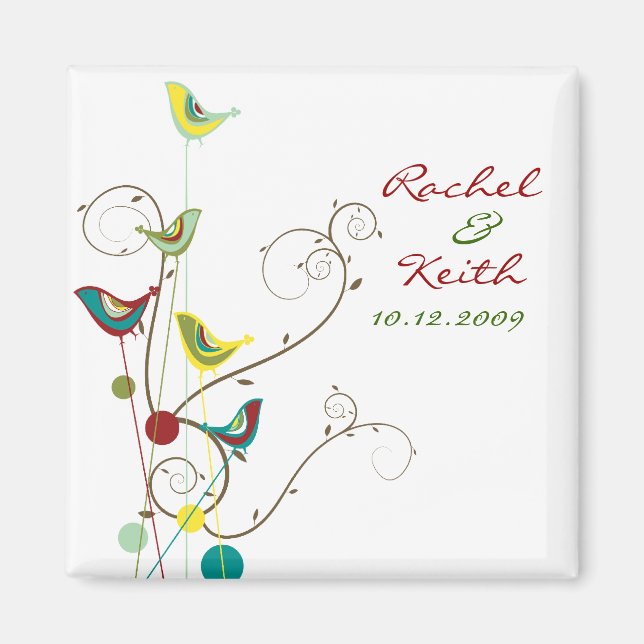 Whimsical Summer Birds und Wirbel Save the Date Magnet (Vorne)