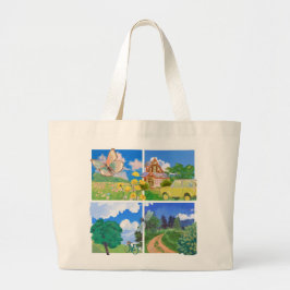 Whimsical Summer Countryside Jumbo Stoffbeutel