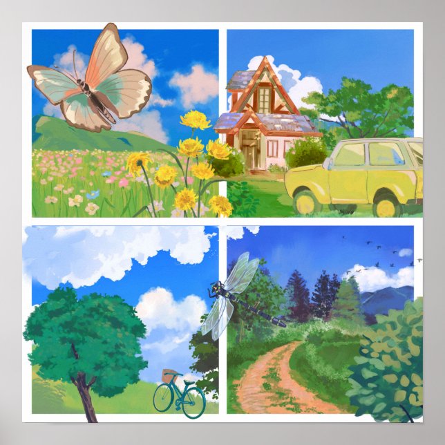 Whimsical Summer Countryside Poster (Vorne)