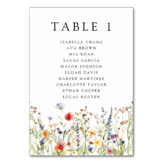 Whimsical Summer Floral Wedding Table Number Tischnummer